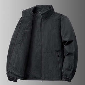 Chaqueta <span class=keywords><strong>de</strong></span> hombre primavera otoño 2025, gabardina informal holgada con cuello levantado y cierre <span class=keywords><strong>de</strong></span> cremallera frontal <span class=keywords><strong>de</strong></span> gran tamaño para jóvenes - Product Image 3
