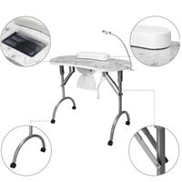 Meubles de salon de manucure professionnels modernes, table de manucure pliable portable avec collecteur de poussière en métal
