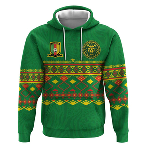 Equipo de fútbol africano Elemento De León Patrón de letras Sudadera con Capucha forrada Estilo informal diario de otoño para hombres - Product Image 1