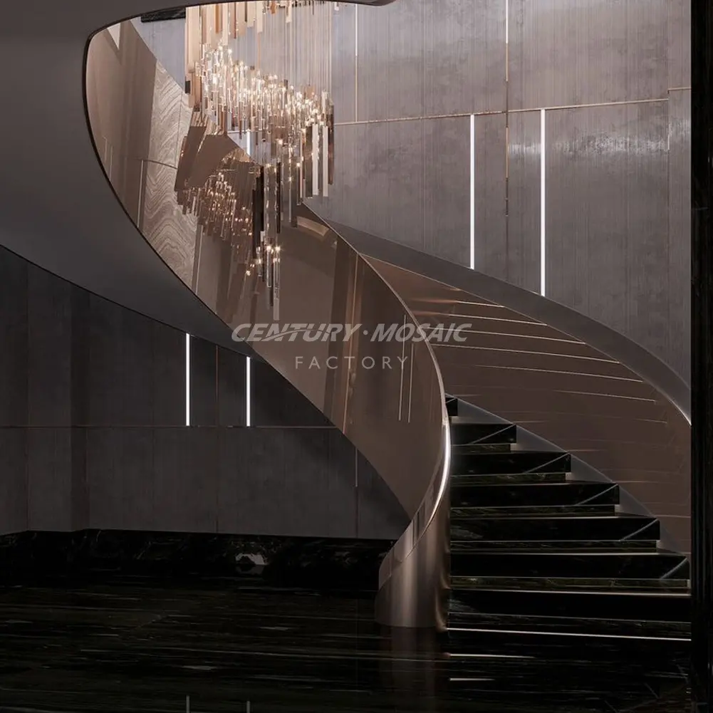 Centurymosaic, escalera de mármol moderna personalizada, diseños de escalera para el hogar, escalera de caracol redonda de piedra Natural para interiores