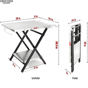 Table pliante modulaire portable double couche en acier inoxydable légère pour préparation de barbecue extérieur et mobilier de jardin Villa KN - Product Image 4