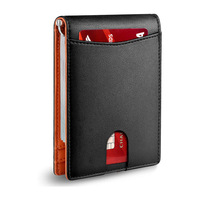 Portefeuille porte-cartes en cuir véritable, minimaliste, avec blocage RFID, pour hommes et femmes, personnalisable