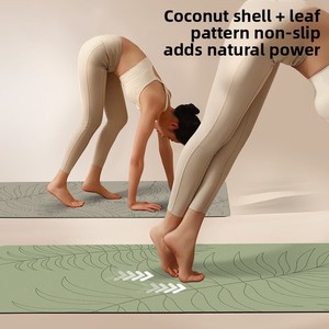 Tapis de yoga transfrontalier mat sans odeur en fibres de coco PU haute densité, léger, élargi, antidérapant, résistant à l'usure, motif feuille - Product Image 2