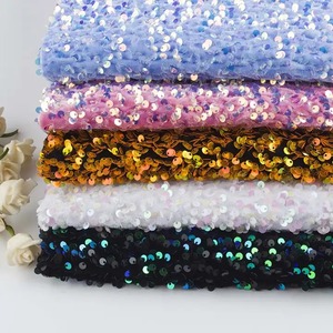 Tejido de lentejuelas de terciopelo rayado strech nhung sequin vải bán buôn long lanh với 5mm sequin ren thêu - Product Image 5