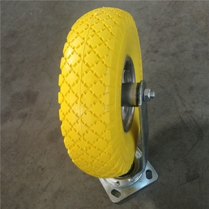 CANDOR <span class=keywords><strong>10</strong></span> Zoll Mehrzweck-Flach frei PU Massiv stahl Felge Schubkarre Swing Caster Wheels mit 300mm Last höhe - Product Image 3