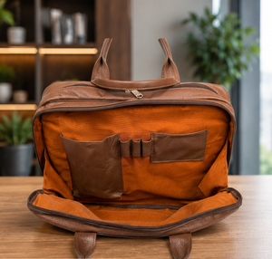 Sac pour ordinateur portable en cuir de veau pleine fleur de qualité supérieure, unisexe, mallette de bureau, multi-compartiments - Product Image 2