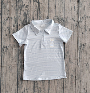Camiseta Polo de Manga Corta para Niños, con Bordado de Conejito de Pascua, Informal, Transpirable, para Verano, Ropa Infantil RTS Boutique - Product Image 3