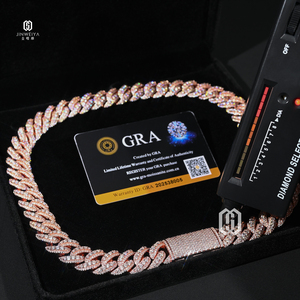 Catena Cuban Link Rialzata VVS Moissanite 16MM Placcata Oro Rosa in Ottone Iced Out, Supera il Test del Diamante, Gioielli Hip Hop - Product Image 1