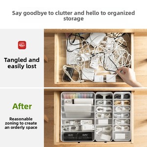 Boîte de <span class=keywords><strong>rangement</strong></span> et organisateur de câbles en plastique PET LANZYLO ODM pour câbles de données, chargeurs de téléphone portable et gestion de câbles de bureau - Product Image 2