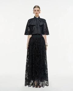 A11495 Elegante Vestido de Encaje Blanco para Invitadas de <span class=keywords><strong>Boda</strong></span>, con Mangas Abullonadas, Lazo y Bolsillos, Estilo Oversize para Fiesta de Graduación - Product Image 4