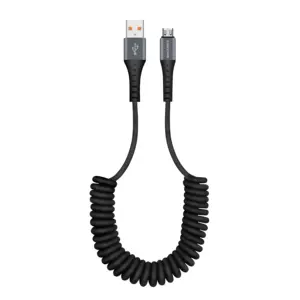 2.4A 1.5M TPU strong micro spring fast charging OEM usb data cable for multi phone