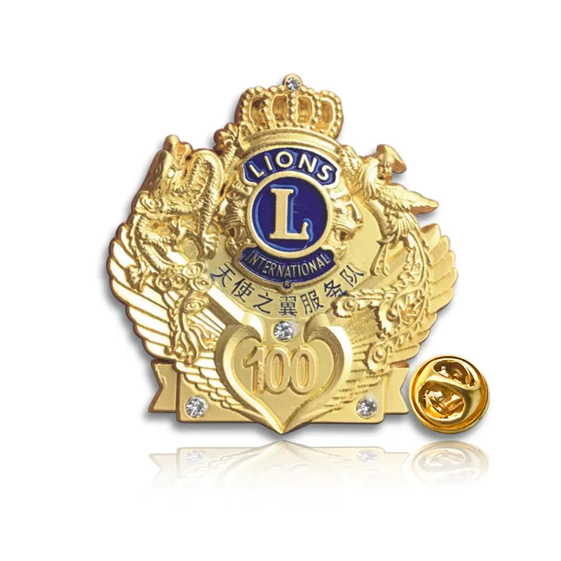 High quality custom metal lapel pin logo personality lion club brooch badge Wholesale hat pins