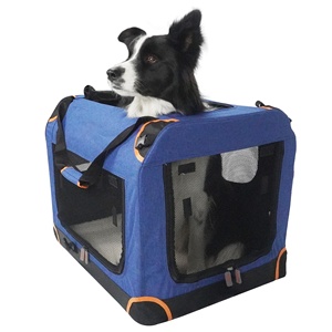 Dog Car Crate Portable Pet Travel Bag Dog Carrier For Car Steel Frame Outdoor Pet Crate Lightweight