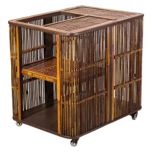 Bamboo Tea Cabinet With Induction Cooker Multi Compartment Storage On Wheels For Tea Set Display And Kitchen Use - Product Image 5