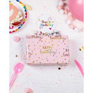 Rollo de Papel de Regalo Metálico Rosa Holográfico de Feliz Cumpleaños, Doble Cara, 46.5 Pies Cuadrados, Reciclable - Product Image 6