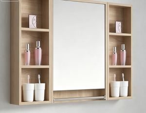 DIY Modern Wall Mount Mirrored <strong>Bathroom</strong> Medicine Cabinet Vanity Storage <strong>Unit</strong> with Open Shelves for Hotel Home <strong>Bathroom</strong> Use - Product Image 4