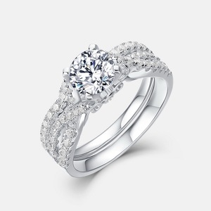 Bague de fiançailles torsadée en argent S925 avec halo de moissanite pour femme, alliance de mariage - Product Image 2