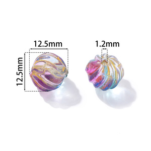 Lampwork Glass Watermelon Shaped Loose <b>Beads</b> With Gold Outline For Bracelet Making 8mm Round Crystal Jewelry Accessories - Product Image 2