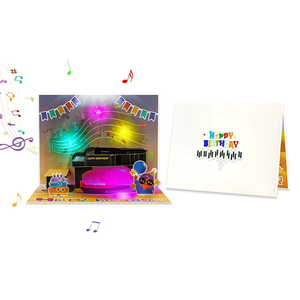 Carte de vœux musicale pop-up <span class=keywords><strong>d</strong></span>'anniversaire avec lumière LED, carte 3D qui joue la <span class=keywords><strong>chanson</strong></span> Joyeux Anniversaire, cadeau idéal pour les amis avec enveloppe - Product Image 4