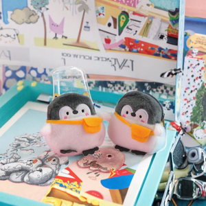 Wholesale Kawaii Penguin Plush Keychains Soft Zipper Coin Purse <strong>Mini</strong> Wallet Lipstick <strong>Envelope</strong> Data Cable Bag Toys Accessories - Product Image 5