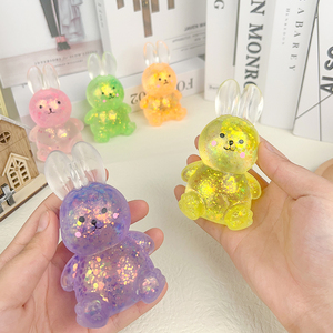 Colorful Flashing Rabbit <b>Squeeze</b> Toy <b>Ball</b>-Shaped Glitter Creative Cute Decompression Toy for Kids Wholesale Malt Sugar Animal - Product Image 1