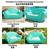 Canapé gonflable double bleu pour l'extérieur avec un design minimaliste moderne en PVC pour le camping, les pique-niques et les hôtels