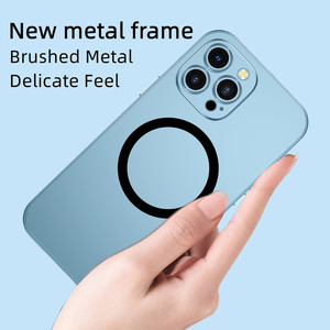 Cover in Colore Originale con Telaio in Lega di Alluminio e Lente in Vetro per <span class=keywords><strong>iPhone</strong></span> 12 13 14 15 Pro Max con Ricarica Wireless Magnetica - Product Image 3