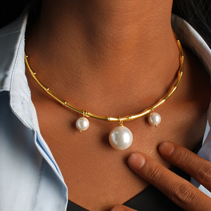 <span class=keywords><strong>Collier</strong></span> <span class=keywords><strong>ras</strong></span> du <span class=keywords><strong>cou</strong></span> avec pendentif perle exagéré <span class=keywords><strong>Collier</strong></span> en bambou réglable en acier inoxydable plaqué or 18 carats Tour <span class=keywords><strong>de</strong></span> <span class=keywords><strong>cou</strong></span> élégant pour <span class=keywords><strong>femme</strong></span> - Product Image 1