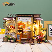 Hongda M2422 Julia Bakery miniature maison de poupée bricolage poupée maison en bois kit de maison de poupée fait main avec lumière