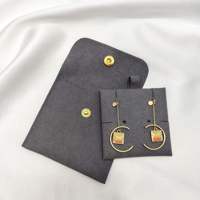 Jinsky paquet de bijoux bague et collier avec logo personnalisé pochette à bouton pression en microfibre sacs à bijoux logo personnalisé avec carte à insérer