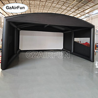 Enceinte de simulation de golf gonflable d'extérieur, cabine de frappe de golf portable avec écran de projection pour l'entraînement et le divertissement au golf