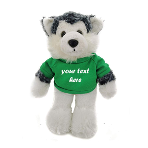 Peluche de <span class=keywords><strong>Husky</strong></span> Suave de 12 Pulgadas al por Mayor, Juguete de Peluche de Perro Negro, Animal de Peluche Reconfortante de Poliéster con Ropa y Camiseta, Fabricación OEM - Product Image 1