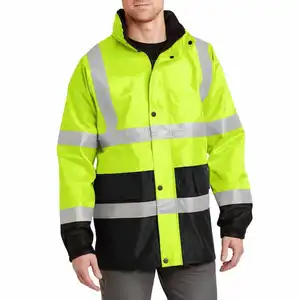 Hi Vis定制冬季工作安全防静电防火阻燃派克服装夹克，带反光带