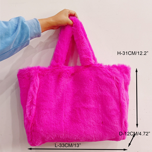 Sacs fourre-tout en fausse fourrure moelleuse personnalisés, sacs de rangement, sacs de voyage quotidiens, sacs à bandoulière, sacs à <span class=keywords><strong>main</strong></span> doux et moelleux pour enfants, adolescents, hiver - Product Image 5
