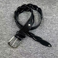 Ceinture noire à motif serpent, déstructurée, en alliage tressé avec boucle ardillon, style punk tendance, pour femme et homme, design unique, style urbain
