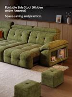 Sofá Cama Reclinable Manual de Tres Plazas, Moderno, en Chenilla Crema, con Reposacabezas Ajustable, Tela Lavable Extraíble, Control Remoto de Madera