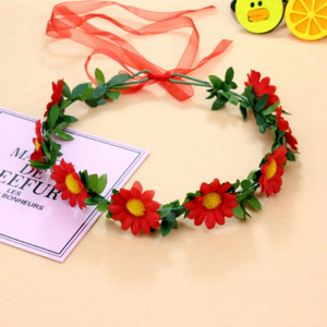 Couronne de cheveux HLC Tournesol, serre-tête marguerite, bandeaux hippie, coiffe florale de mariée pour Pâques, fête, mariage - Product Image 4