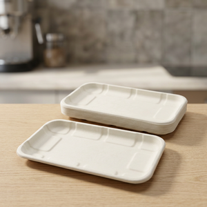 Assiette à collation rectangulaire biodégradable de 7 pouces en bagasse, plateau de service jetable robuste en fibre de canne à sucre, écologique, pour buffet - Product Image 4
