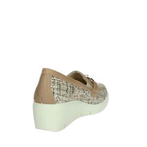 Mocassini da Donna 755700 Beige con Tomaia in Tweed e Suola con Plateau - Product Image 3