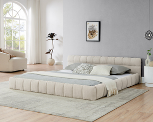 Lit King-Size Moderne de Luxe Réglable avec Revêtement en Tissu Doux et Cadre en Bois pour Meubles de Chambre d'Appartement - Product Image 2