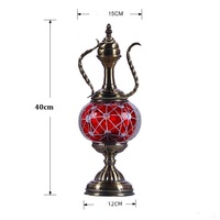 Lampe de table en verre et métal vintage au design nouveau, style Marrakech, mosaïque turque décorative