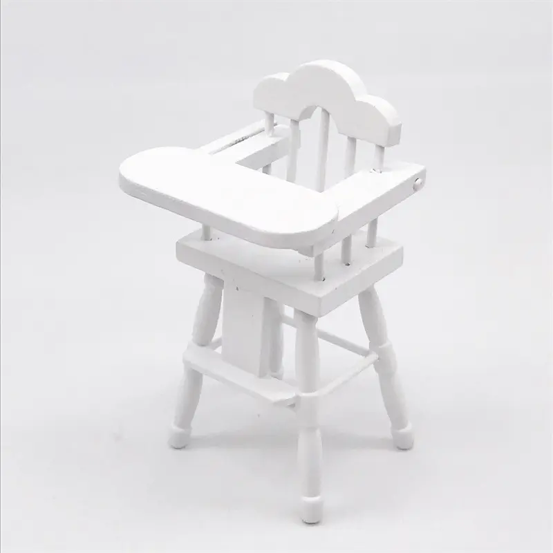 1:12 <span class=keywords><strong>गुड़िया</strong></span> घर की सजावट मिनी फर्नीचर मॉडल खेलने हाउस खिलौना सफेद बच्चे खाने की कुर्सी जेब उच्च कुर्सी