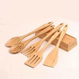 Ustensile de cuisine en bois de bambou, nouveau Design ustensile de cuisine avec lancers, accessoires de louche à soupe
