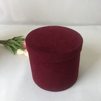 Boîte Cadeau Ronde en Velours avec Couvercle pour Roses Éternelles – Emballage Cylindrique pour Fleuriste – Vente en Gros – Saint-Valentin