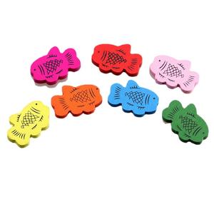 Forme de poisson mignon dessin animé couleur taquet poisson petit poisson Animal <span class=keywords><strong>bois</strong></span> perles bricolage petit panier accessoires perles en vrac perles - Product Image 5