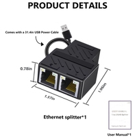 Répartiteur Ethernet 100Mbps 1 à 2 Adaptateur répartiteur LAN de réseau avec câble d'alimentation USB