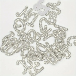 Miếng dán chữ cái lấp lánh bằng sắt ngọc trai thanh lịch Kim cương giả hình đề can cô dâu Ngọc Trai bảng chữ cái tiếng Anh miếng dán chữ cái lấp lánh - Product Image 6