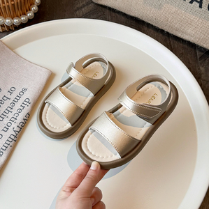 รองเท้าแตะเด็กผู้หญิงแบบเปิดนิ้วเท้า ระบายอากาศได้ดี พื้นรองเท้า PU หนัง PVC แบบเรียบ สวมใส่สบาย - Product Image 3