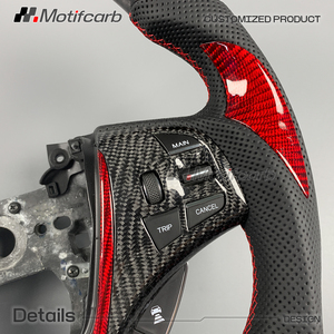 Volant personnalisé en fibre de carbone véritable avec poignées en cuir perforé noir pour Acura TLX MDX A-Spec PMC 2015-2020 - Product Image 4