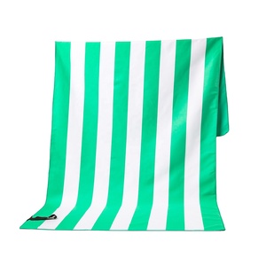 Serviette de plage luxueuse à rayures roses en microfibre 200GSM en peluche extra large de forme personnalisée - Product Image 3